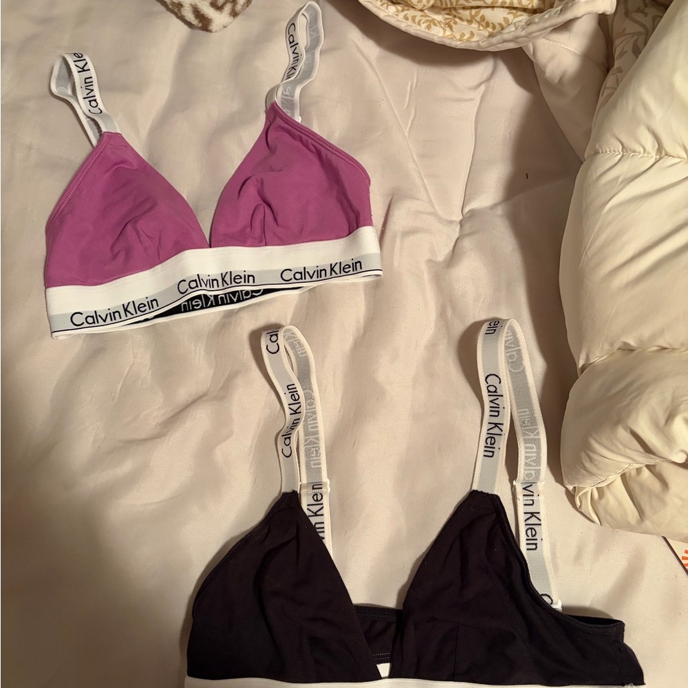 Calvin Klein Purple and Black Bralette Set